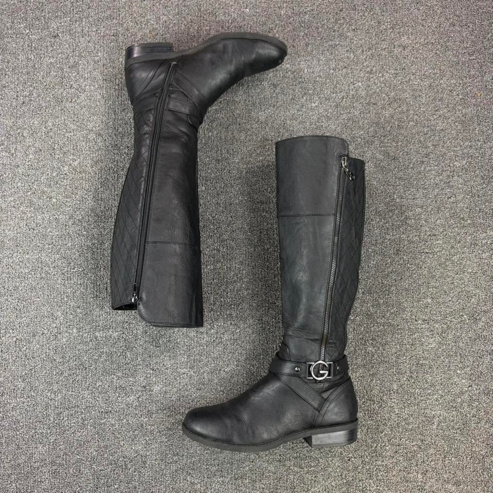 Women's Guess‎ Black Heel Side Zip Tall Campus Riding Boots Size 8.5